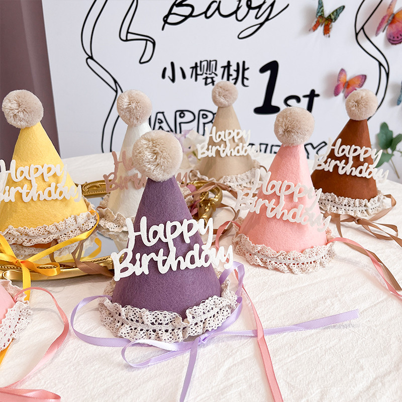 Ins Renda Feliz Aniversário Chapéu Para Menina Menino 1o 2 3 4 5 Anos Festa De Doce 100 Dias Decoração De Floral em Oferta na Shopee