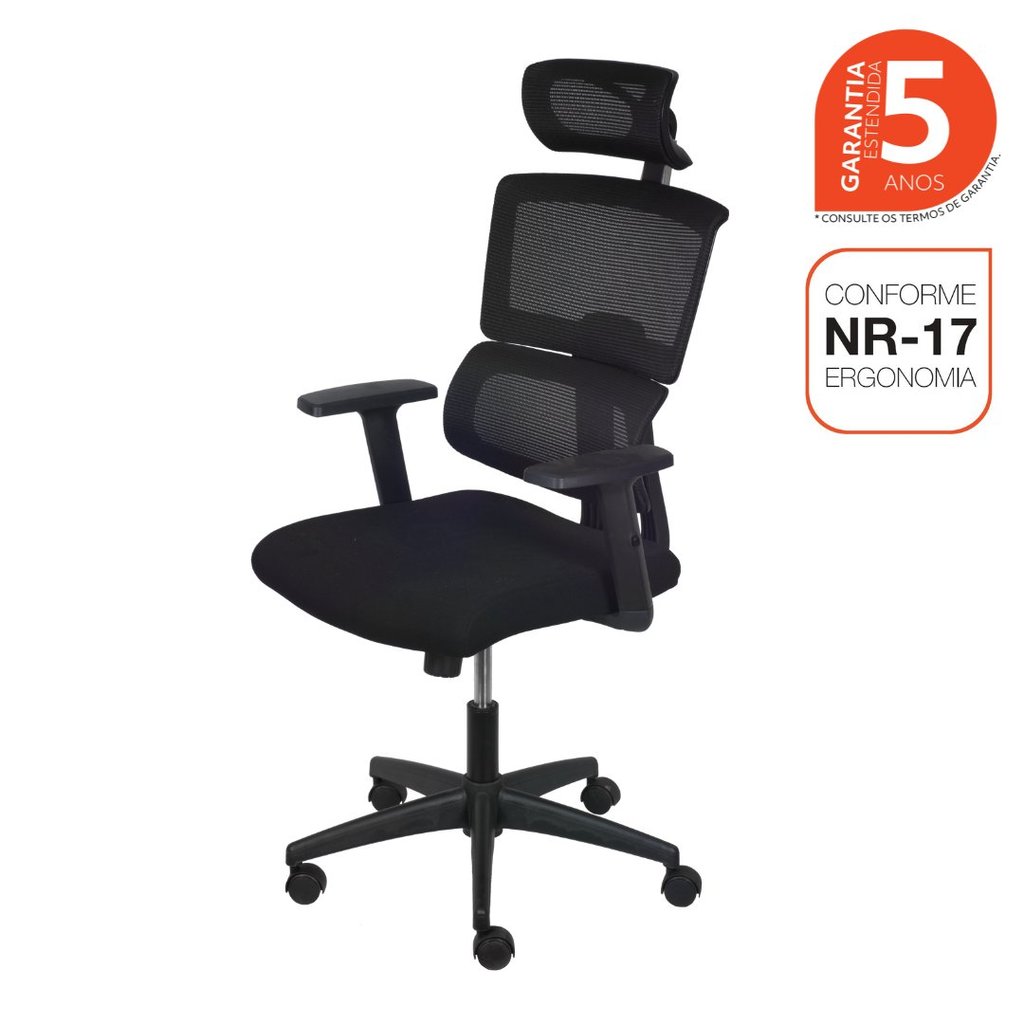 Cadeira Escritório Presidente Ergonômica NR17 Tela Mesh Atlanta Cadeira Presidente