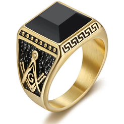 Anel De Aço Inoxidável Para Homens , Pedreiros , Cruzado Clássico AG De Seis Estrelas , Estilo Retrô , Moda