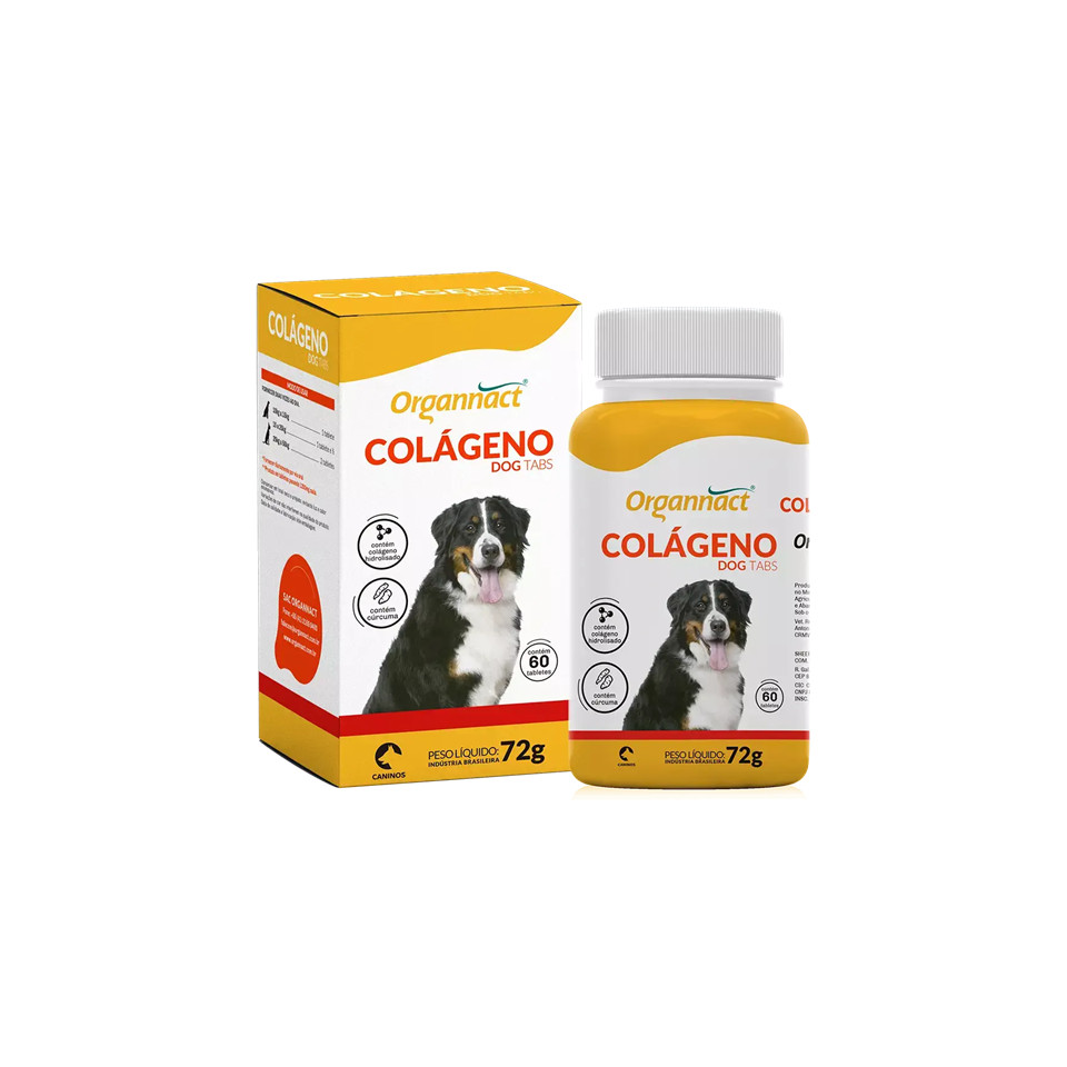 Colágeno Dog Tabs Suplemento 60 Tabletes Organnact 72g