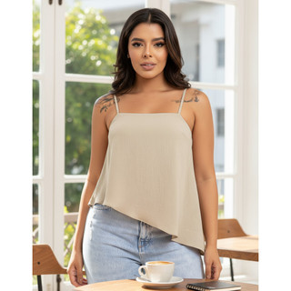 Regata Feminina Assimétrica Blusa Elegante De Alcinha