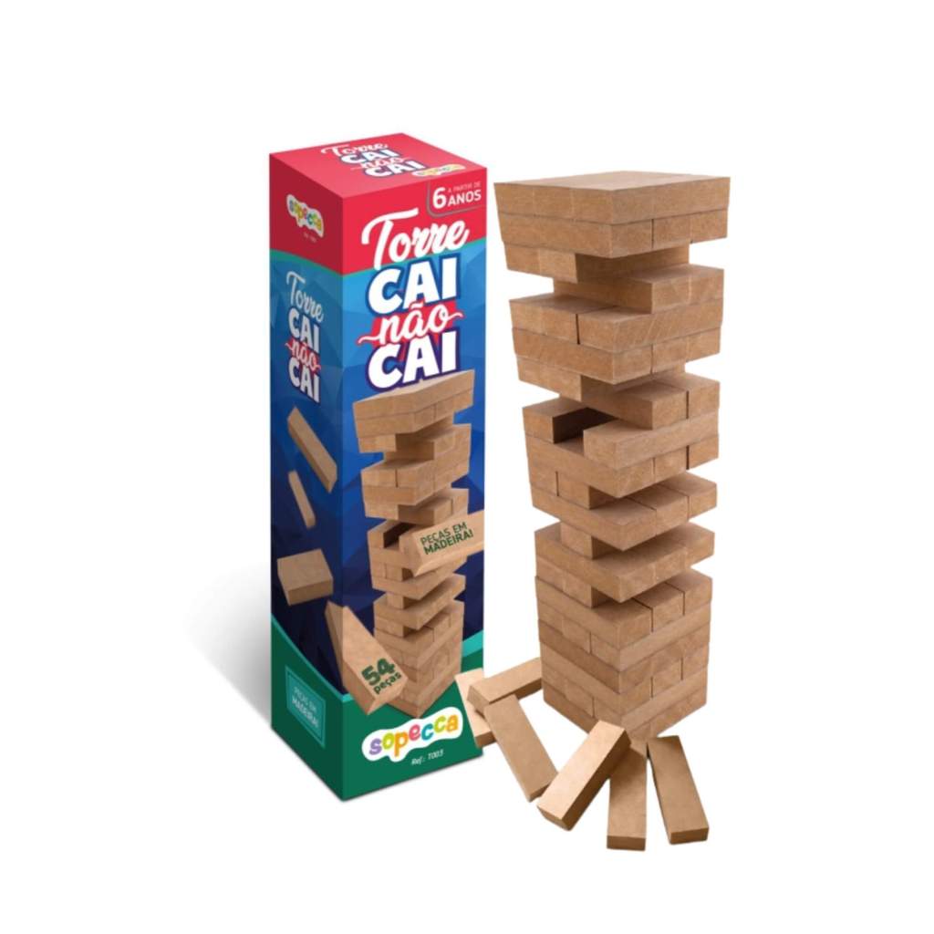 Jogo Infantil Torre Cai Não Cai com 54 Peças Sopecca - TE003 em Oferta na Shopee