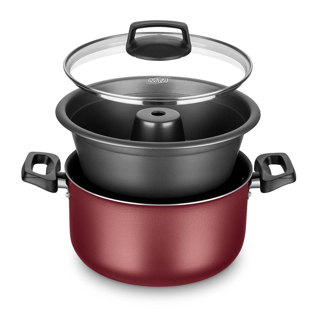 Conjunto Forma de Pudim Banho Maria MTA Cristal 20cm Cereja em Oferta na Shopee