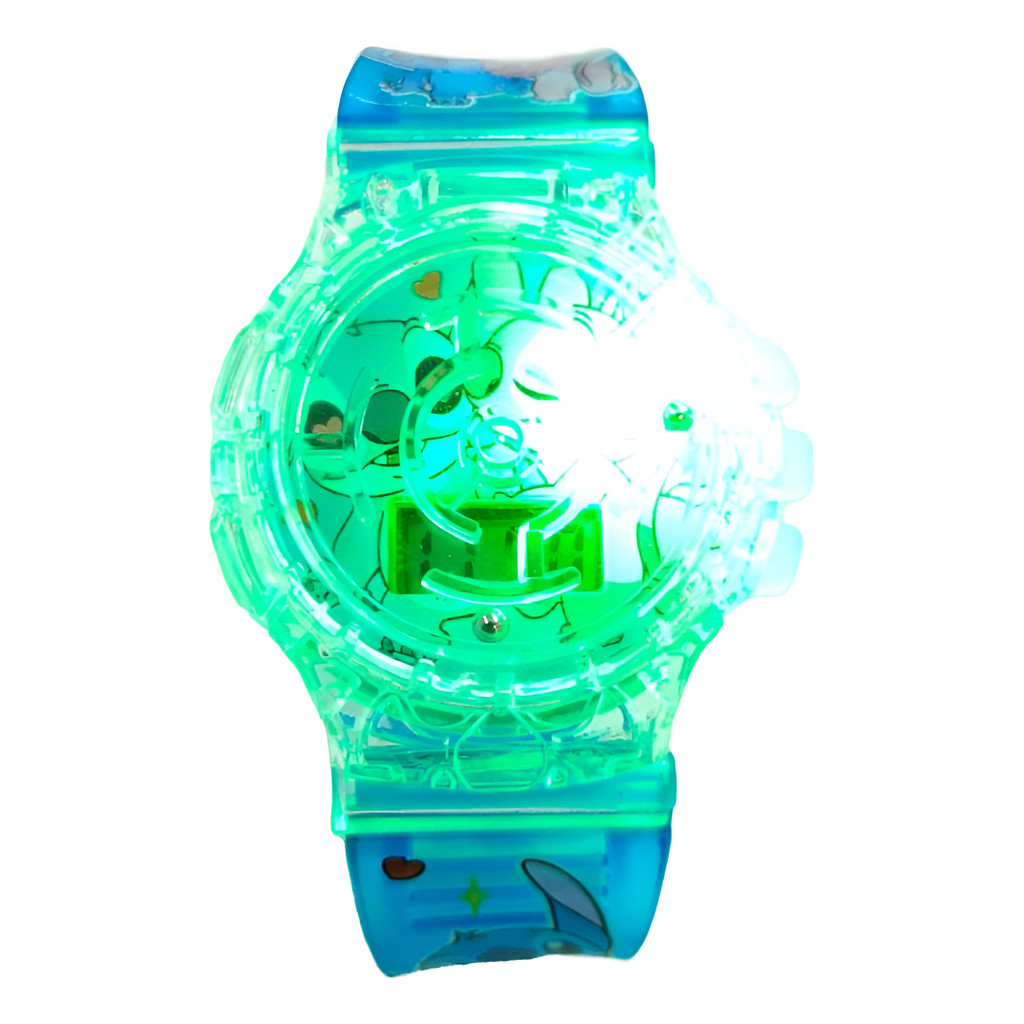 Relógio moda de  Criança Infantil Lilo Stich Azul Com Leds musical e jogo bola no labirinto