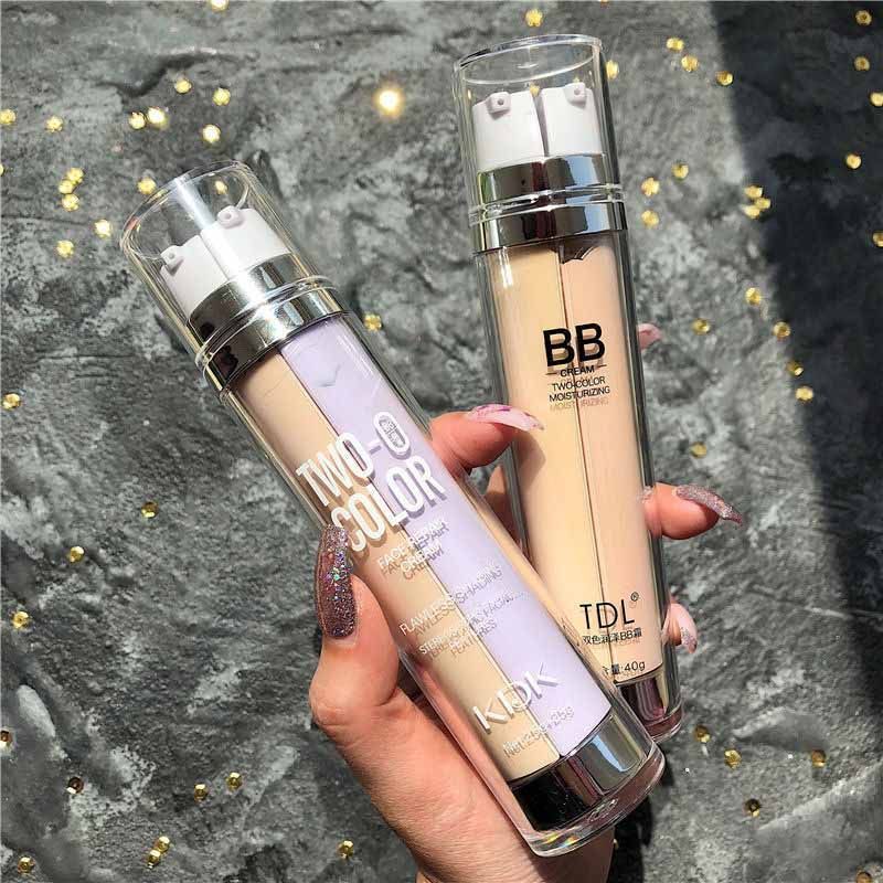 bb Creme De Isolamento 2 Em 1 Conjunto À Prova D'água Não Cartão Pó Macio Base Branca Corretivo De Suor Maquiagem Fronta