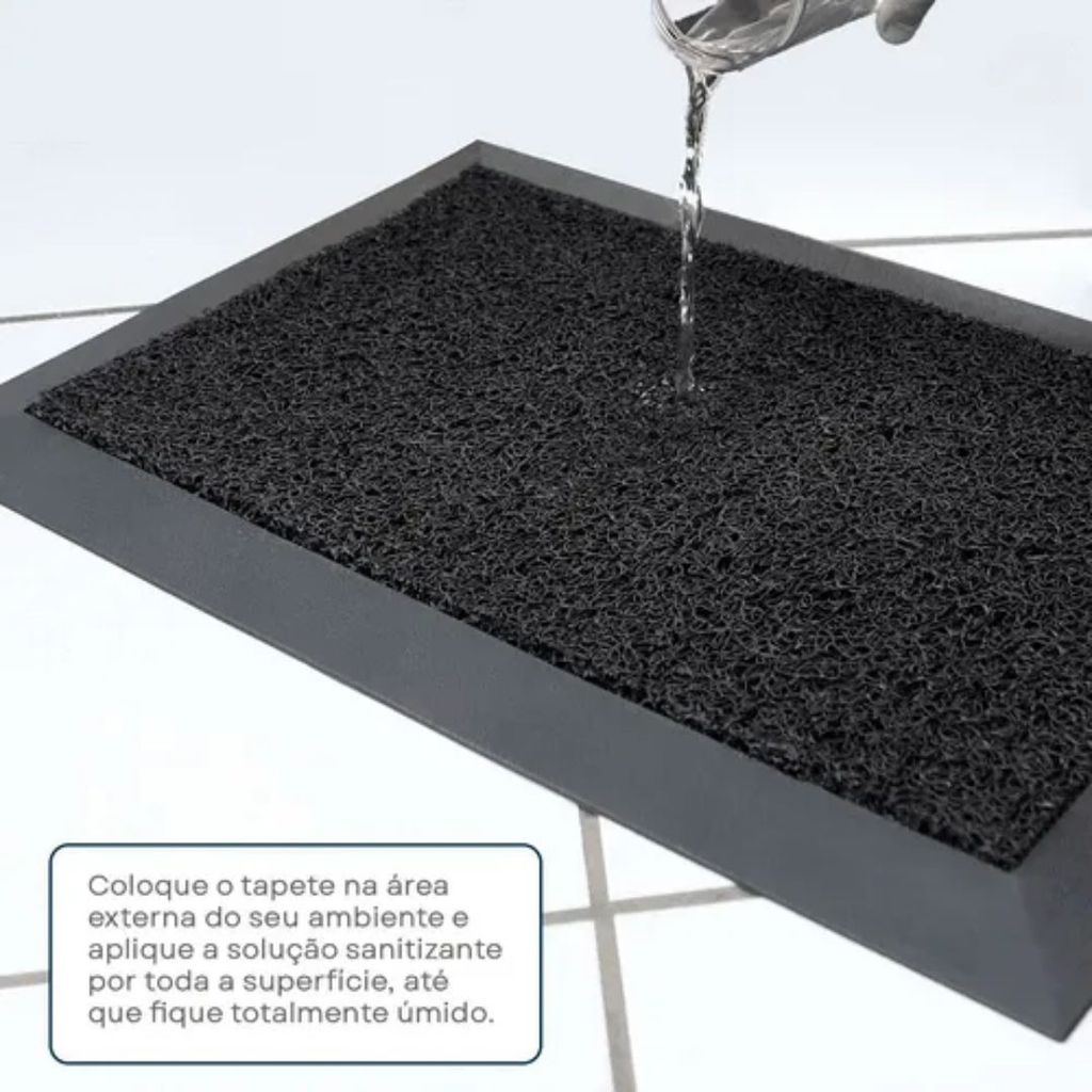 Detalhes do Tapete Capacho Sanitizante Higienizador 40 Cm X 60 Cm Kapazi Cor Preto Pediluvio Anticovid