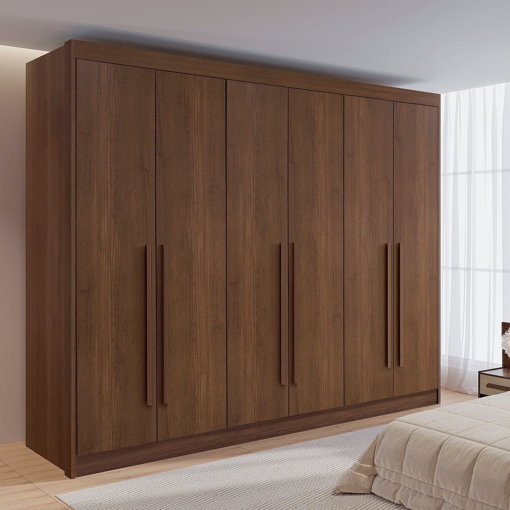 Guarda-roupa Casal 6 Portas 6 Gavetas e 1 Gaveta com Chave Dobradiça Slow Zeus Plus em Oferta na Shopee