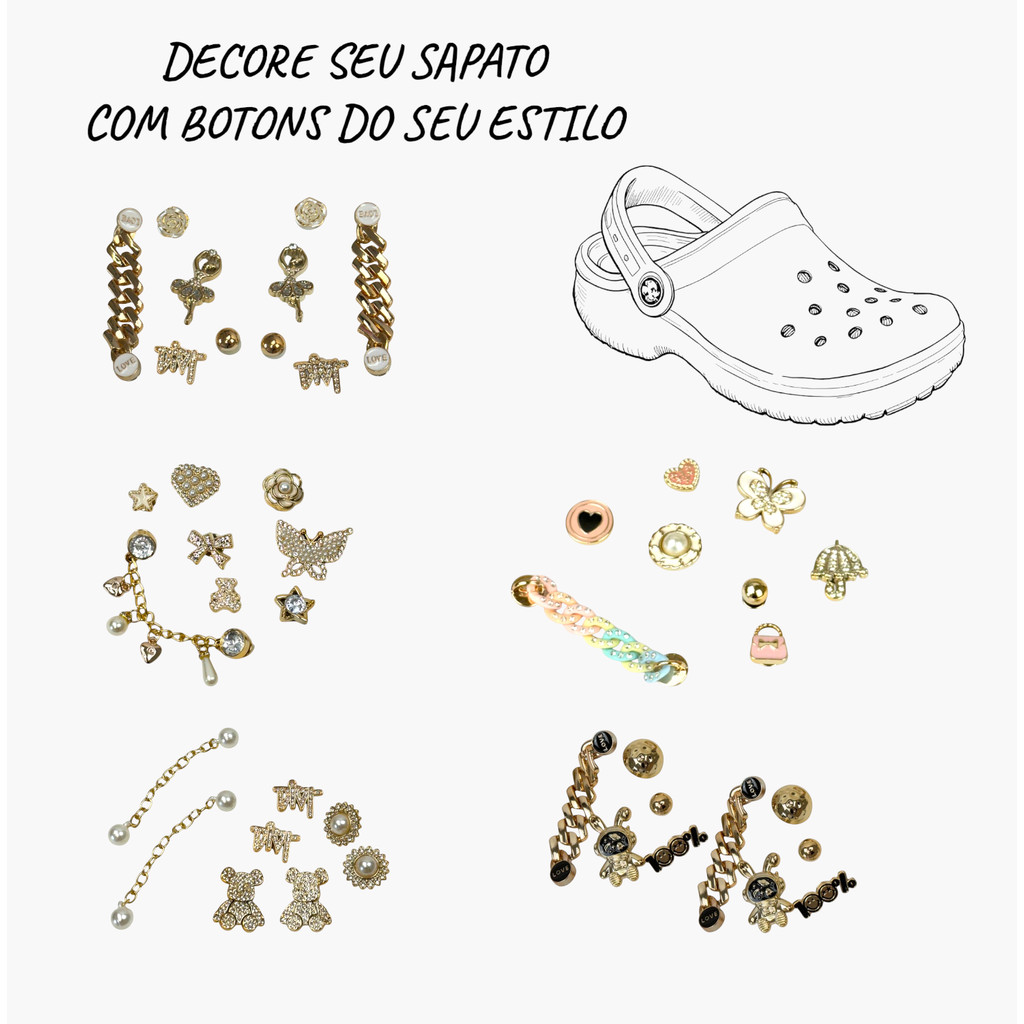 kit de  bottons com strass para Babuches em Oferta na Shopee
