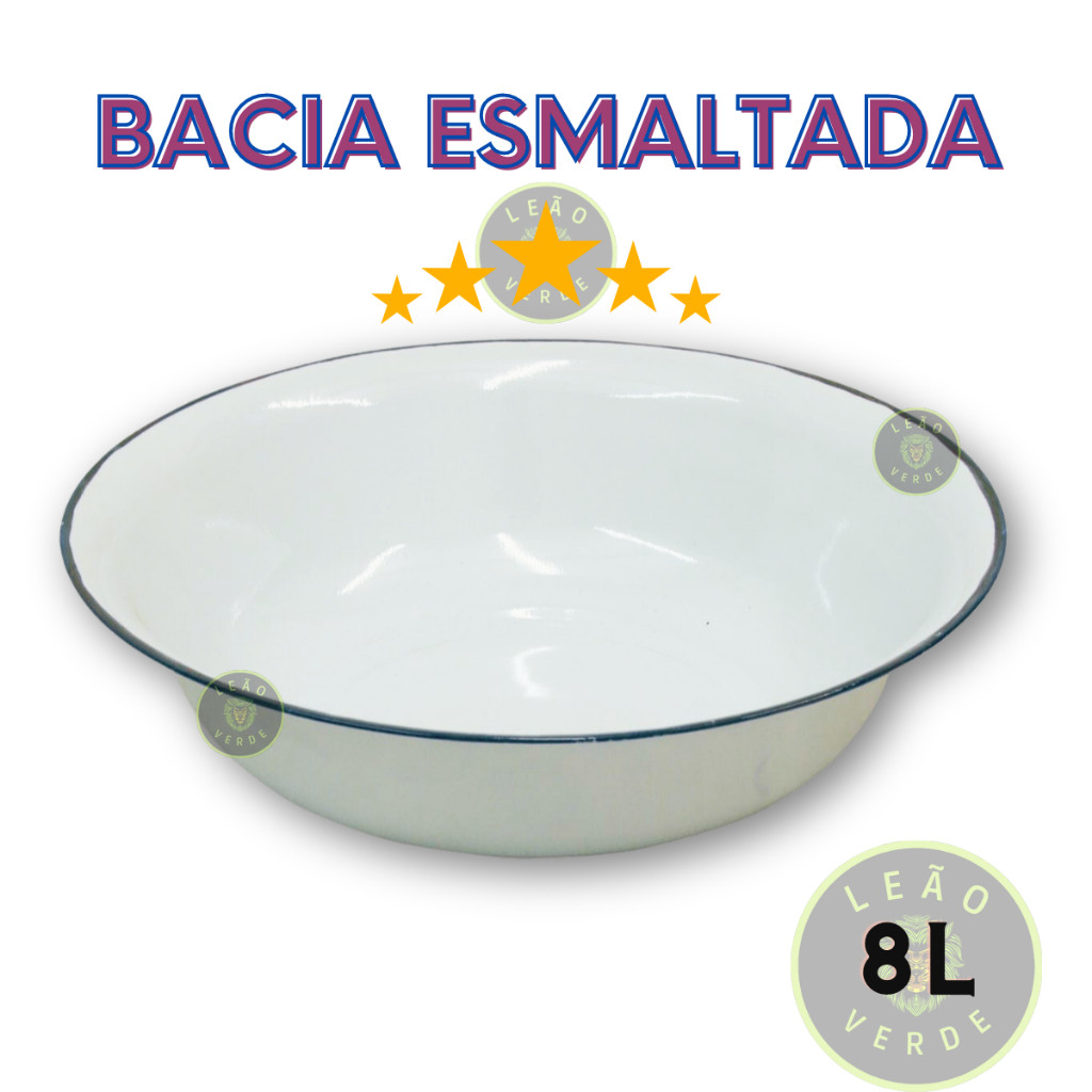 Bacia Esmaltada Branca Tamanho 38 Bacia Agata Esmaltada Retro 8L