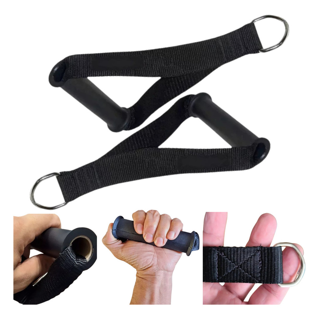 Puxador Cross Estrib Over Nylon Musculação Com 02 Peças