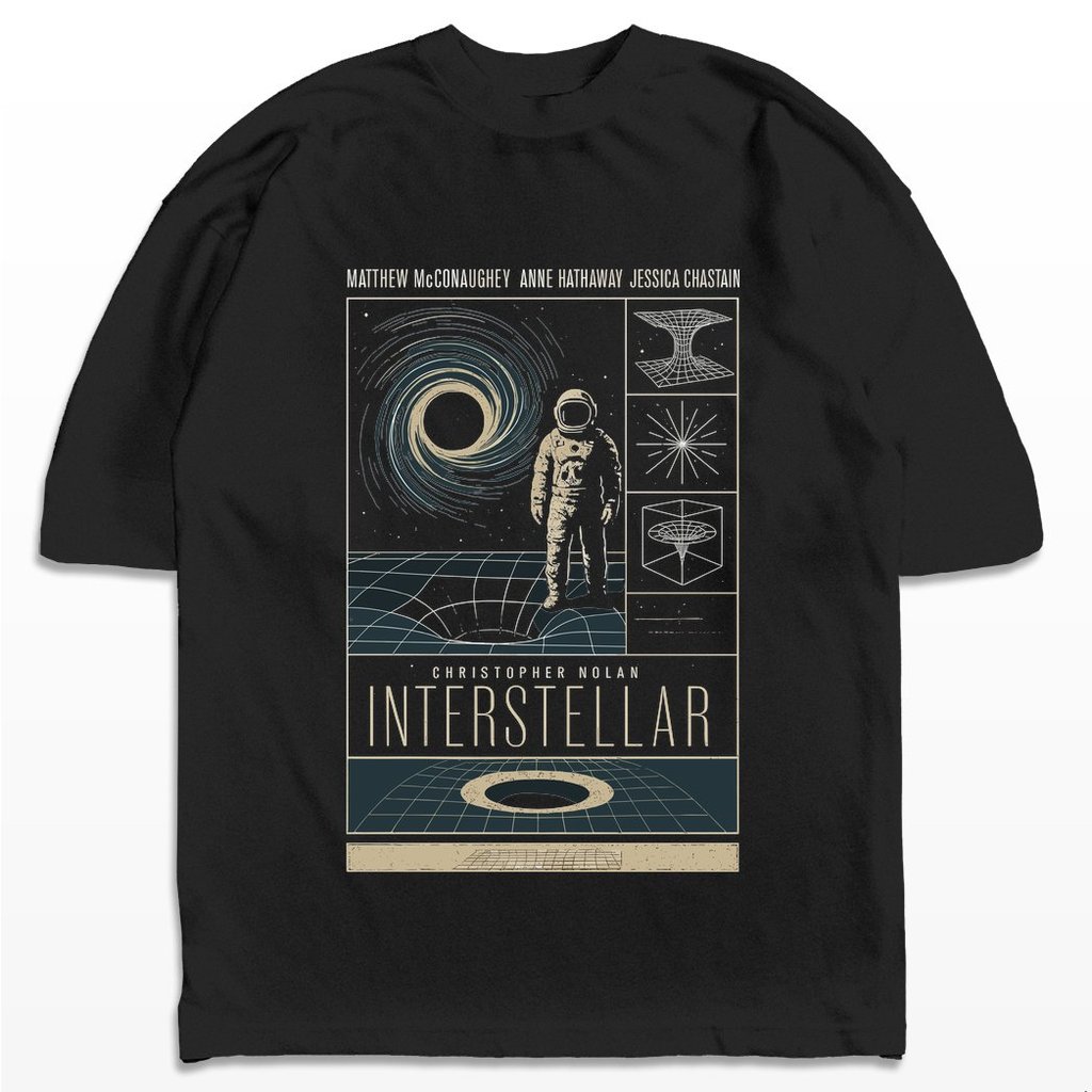 Camiseta Oversized Interstellar Filme Espacial Streetwear Harajuku Aesthetic Camisa Unissex