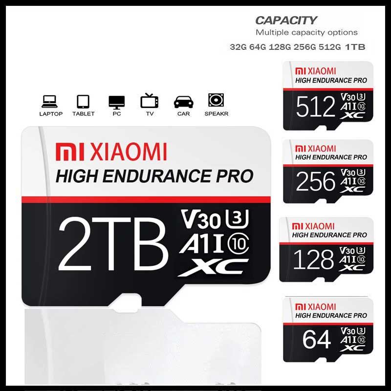 Cartão De Memória TF MicroSD , 64GB , 128GB , 256GB , 512GB , C10 , SD/, Carrinho U1 , Cartões Flash Grandes Para Telefo