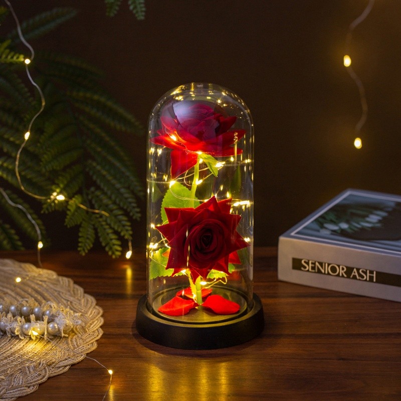 Flor De Folha De Luz LED Rosa Eterna Em Vidro-Presente Para Namorada , Dia Dos Namorados Das Mães E Noivas em Oferta na Shopee