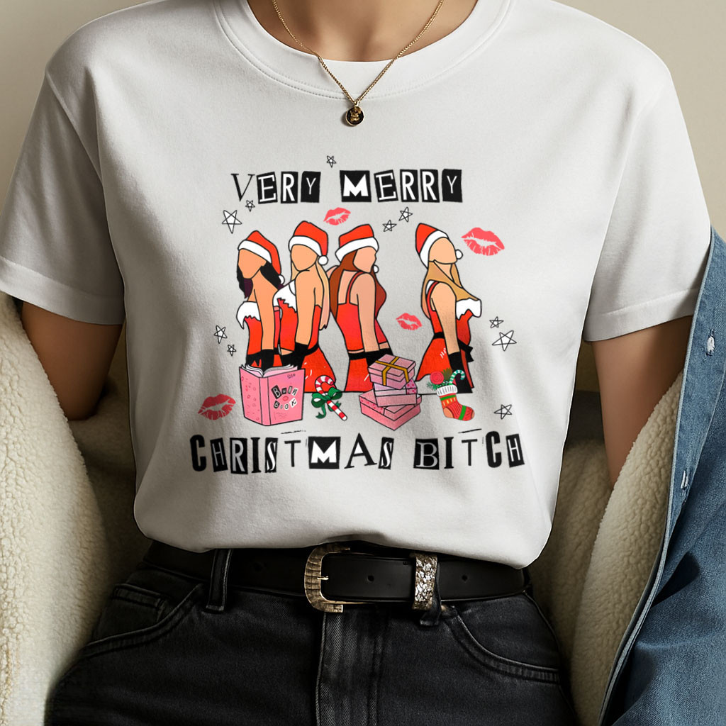 [Camiseta Premium em Algodão Puro]SISI Camiseta Engraçada de Natal | Moda Alternativa Very Merry Christmas