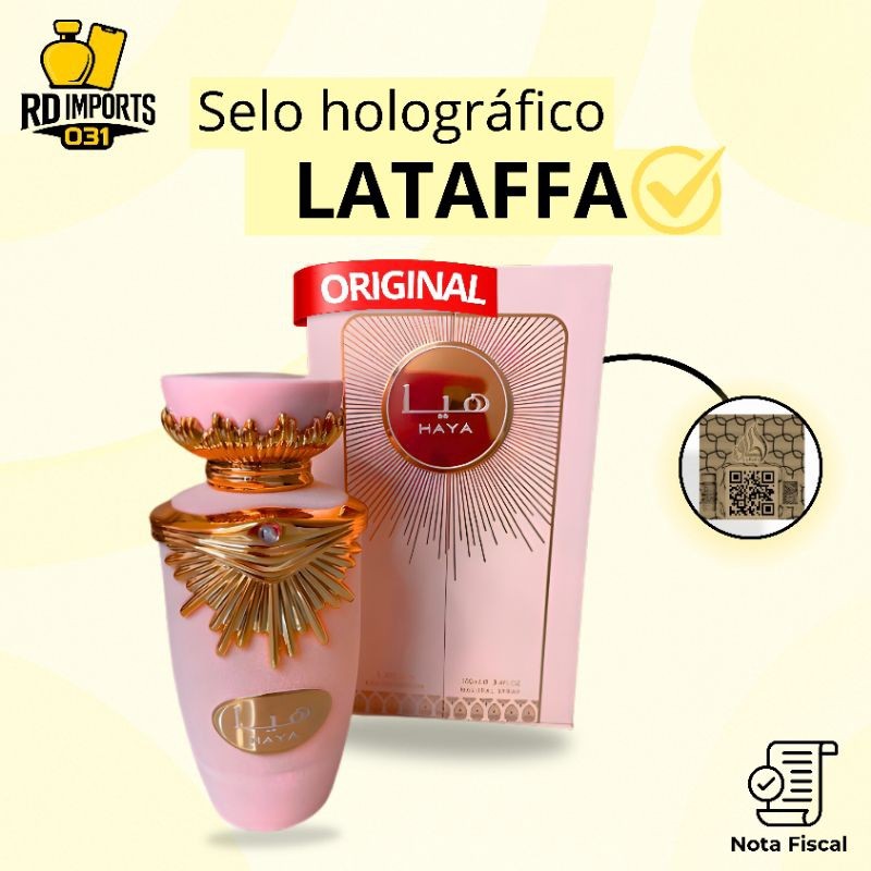 Perfume Árabe Importado Haya Rosa Lattafa 100ml Edp - Original Feminino com Selo Holográfico — R$ 229,90 em Shopee