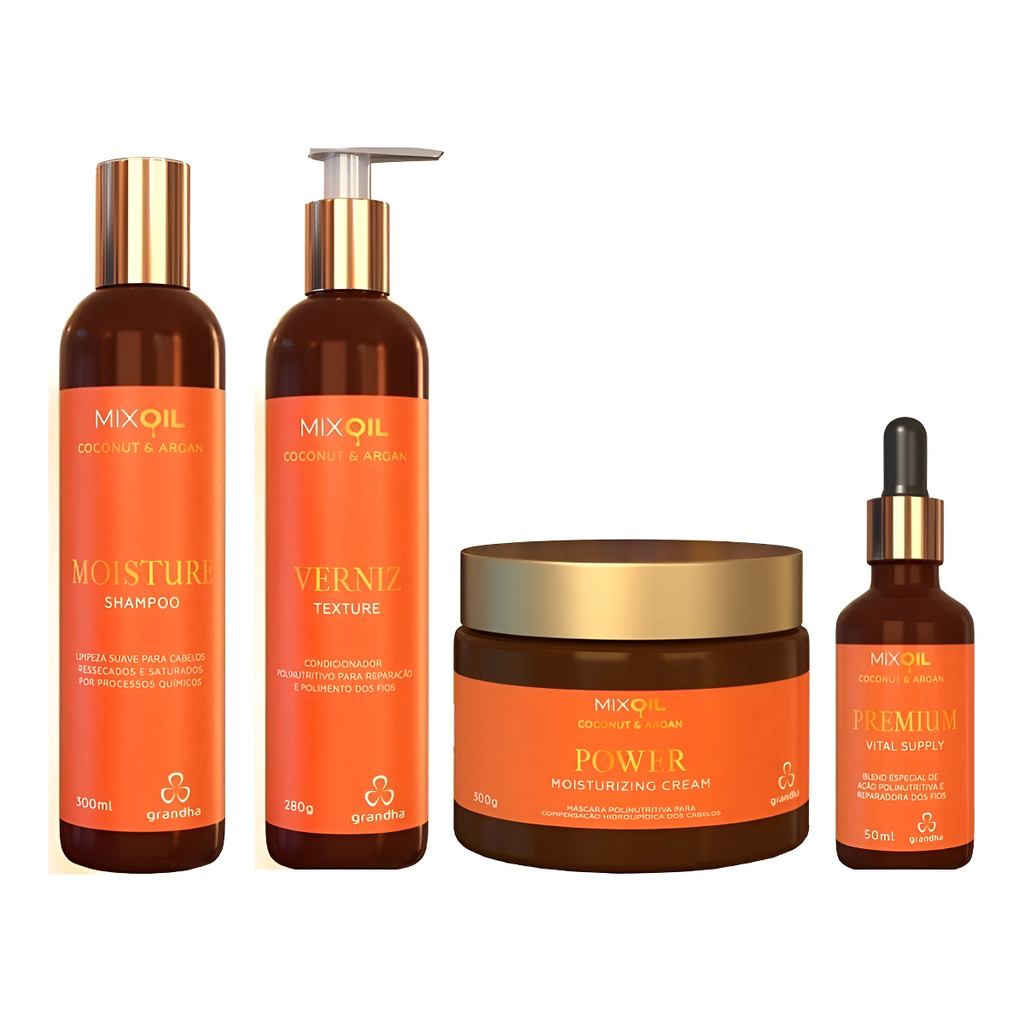 Grandha Mix Oil Coconut & Argan Kit Nutrição Profunda C/4 P