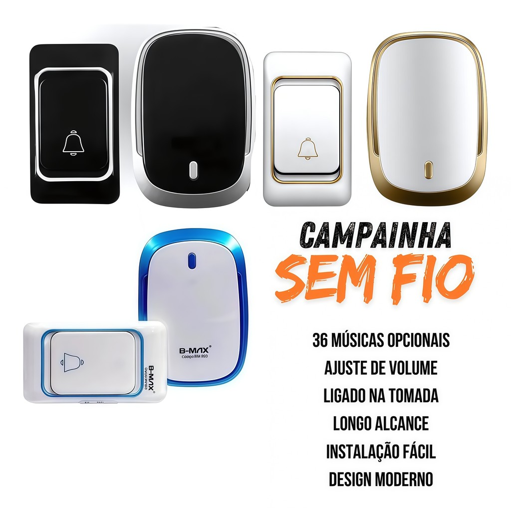 Campainha Sem Fio à Prova D’Água MD-40 Pilha Residencial Comercial Portátil Longo Alcance