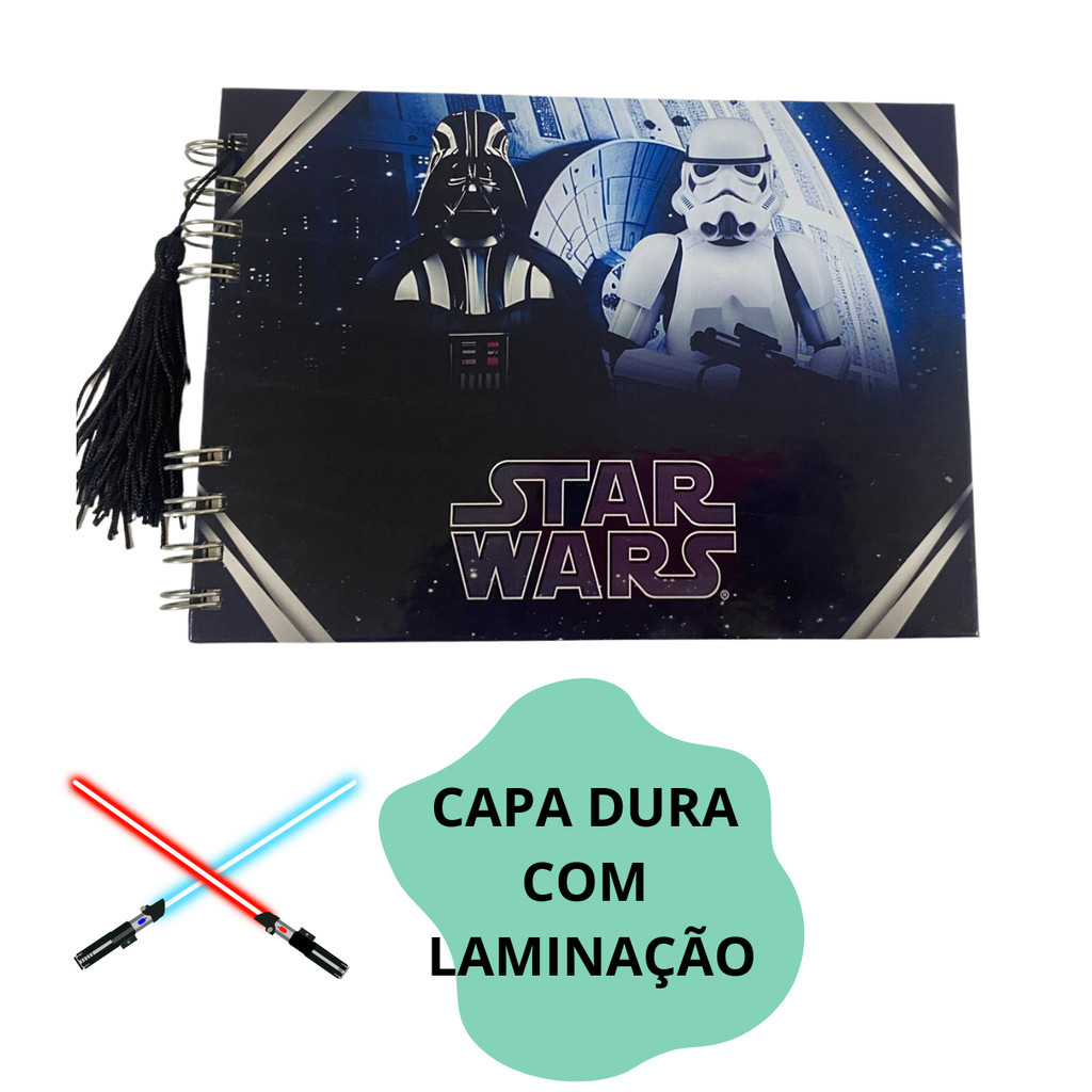 "Livro de Colorir Star Wars - 50 Páginas, Capa Dura Laminada, Papel 120g | Para Fãs da Saga!"