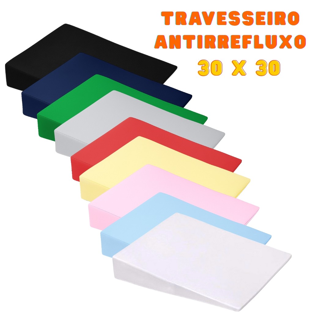 Travesseiro Anti Refluxo Para Carrinho Moises e Mini Berço 30x30x8 - Capa Removível Diversas Cores