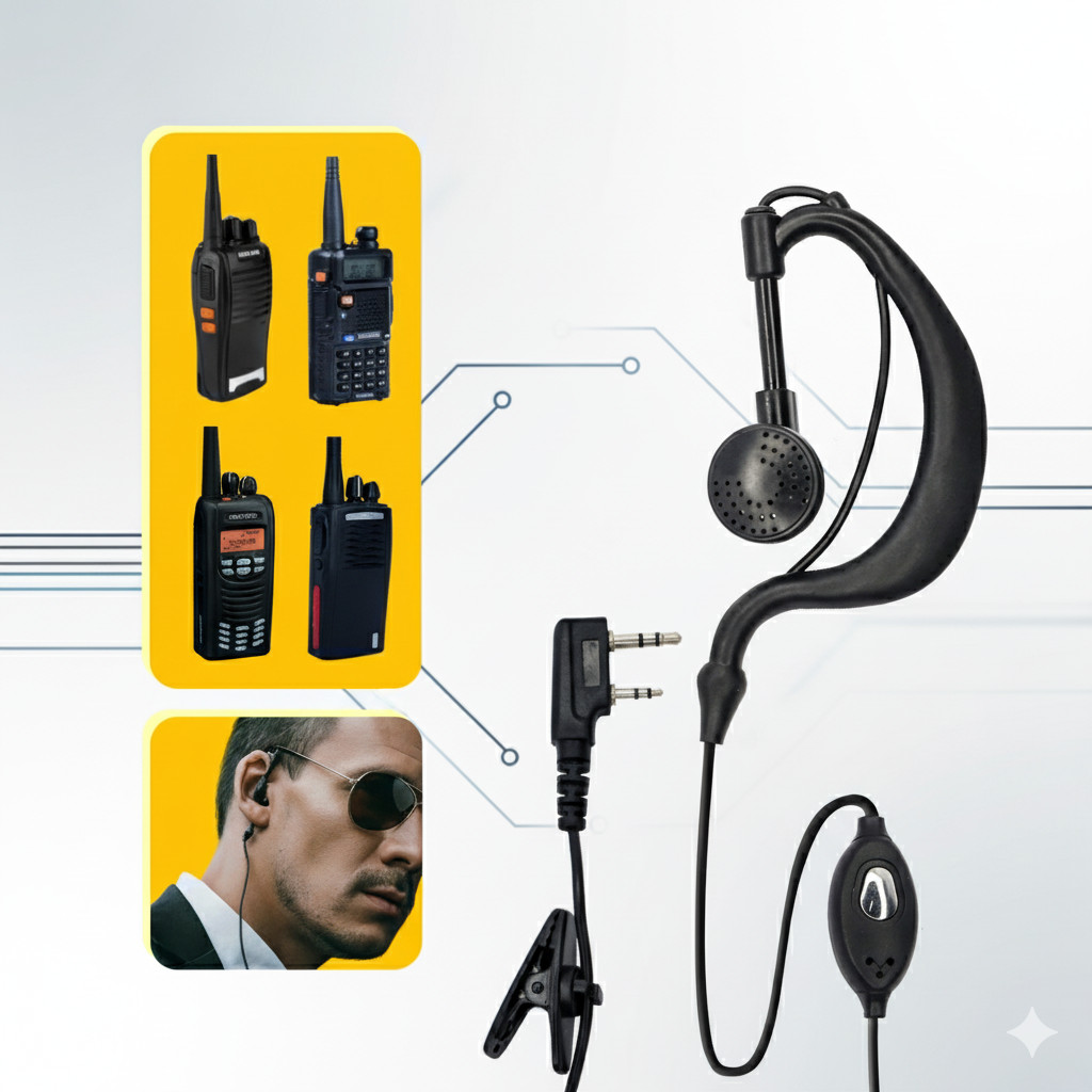 Fone de Ouvido PTT com Microfone Lapela para Rádio Baofeng UV-5R 777s 2 Pinos Compatível Motorola Segurança