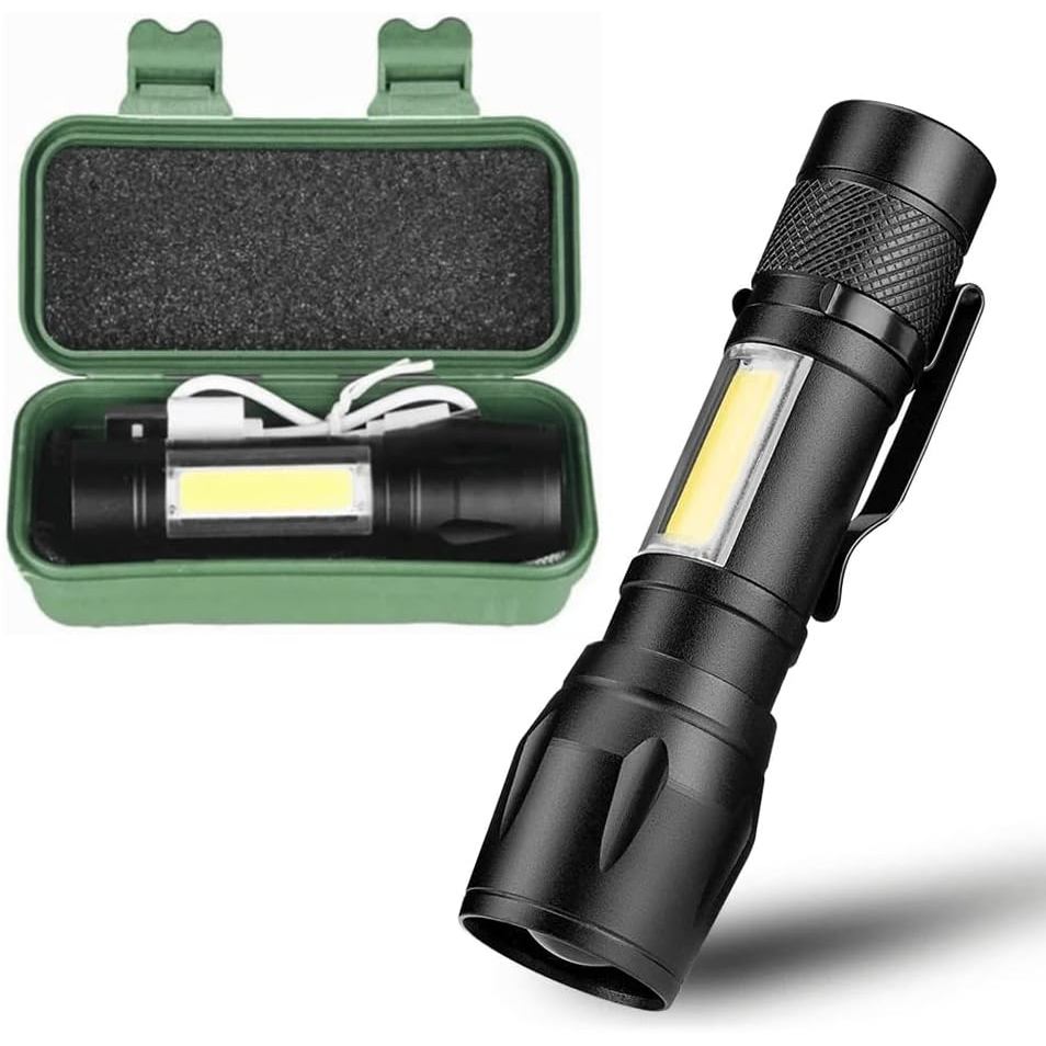 Mini Lanterna Tática Com Led E Zoom Recarregável Usb Camping