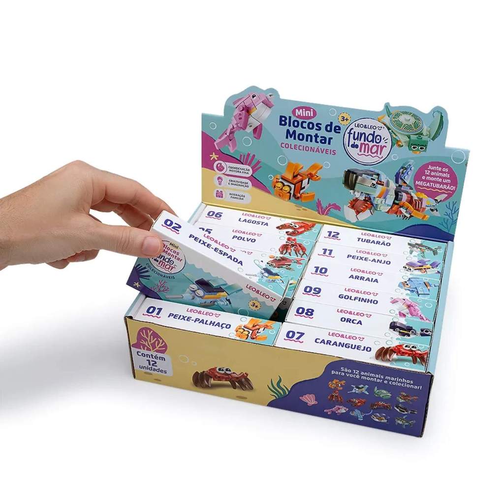 Brinquedo Bloco de Montar Mini Fundo do Mar - Display c/ 12 und Sortidas Leo&Leo Leonora - 10392 em Oferta na Shopee