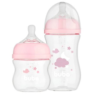 Kit 2 Mamadeira Easy Flow Anticólica Buba 120 270ml Rosa Transparente Nuvens em Oferta na Shopee