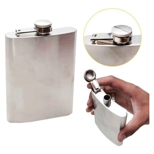 Cantil Com Alça De Couro 450ml Águas Bebidas Em Geral Inox