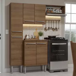 Armário De Cozinha Compacta 156 Cm Rustic Emilly Madesa 01