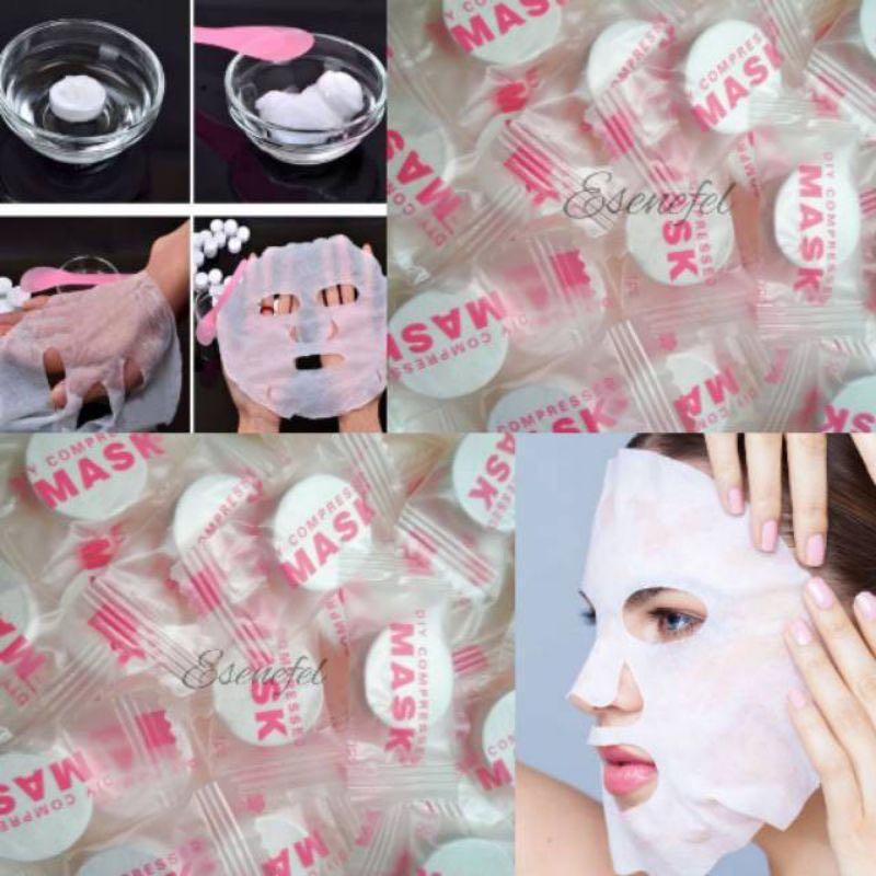 Máscara Facial Compactada Desidratada de Algodão Kit com 30 a 120 Unidades para Cuidados com a Pele