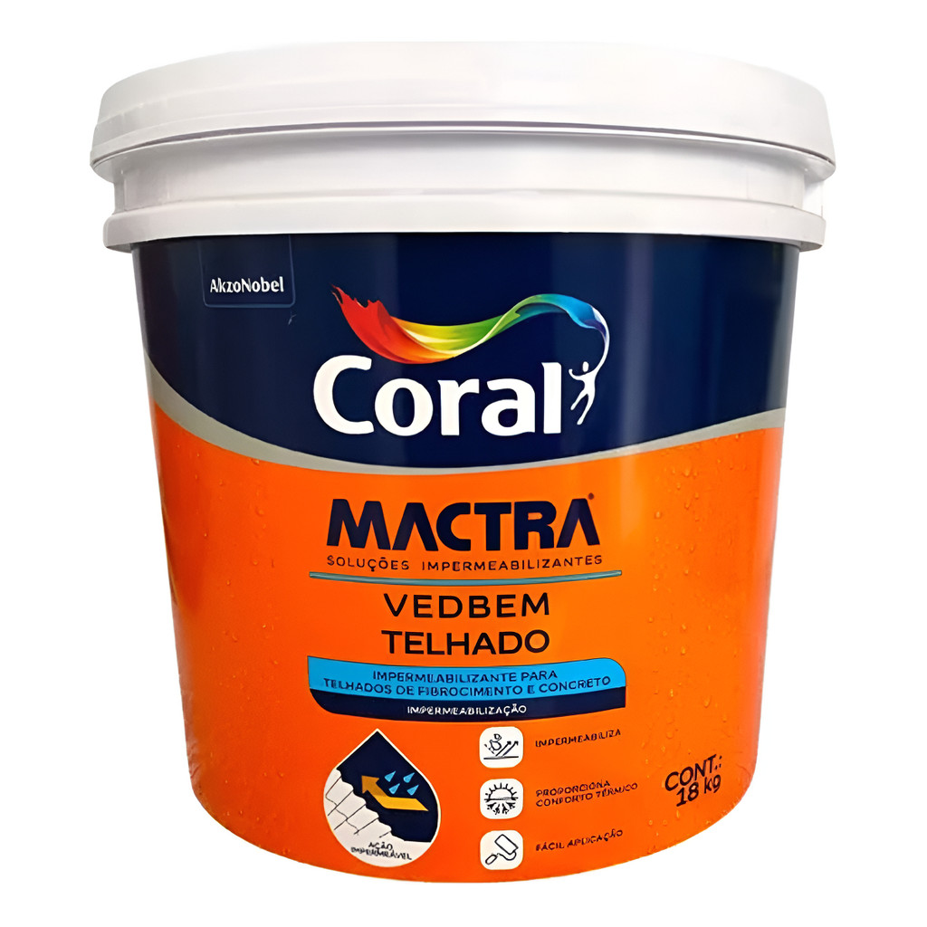 Tinta impermeabilizante Vedbem Telhado, 18 kg, color Branco -Brasilit Eternit pintura