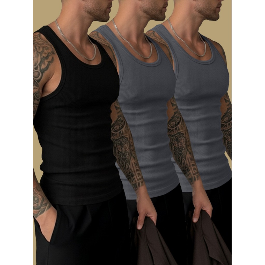 Regata Básica Canelada Modelo Americano Academia Oversized Camiseta Ribana Confortável