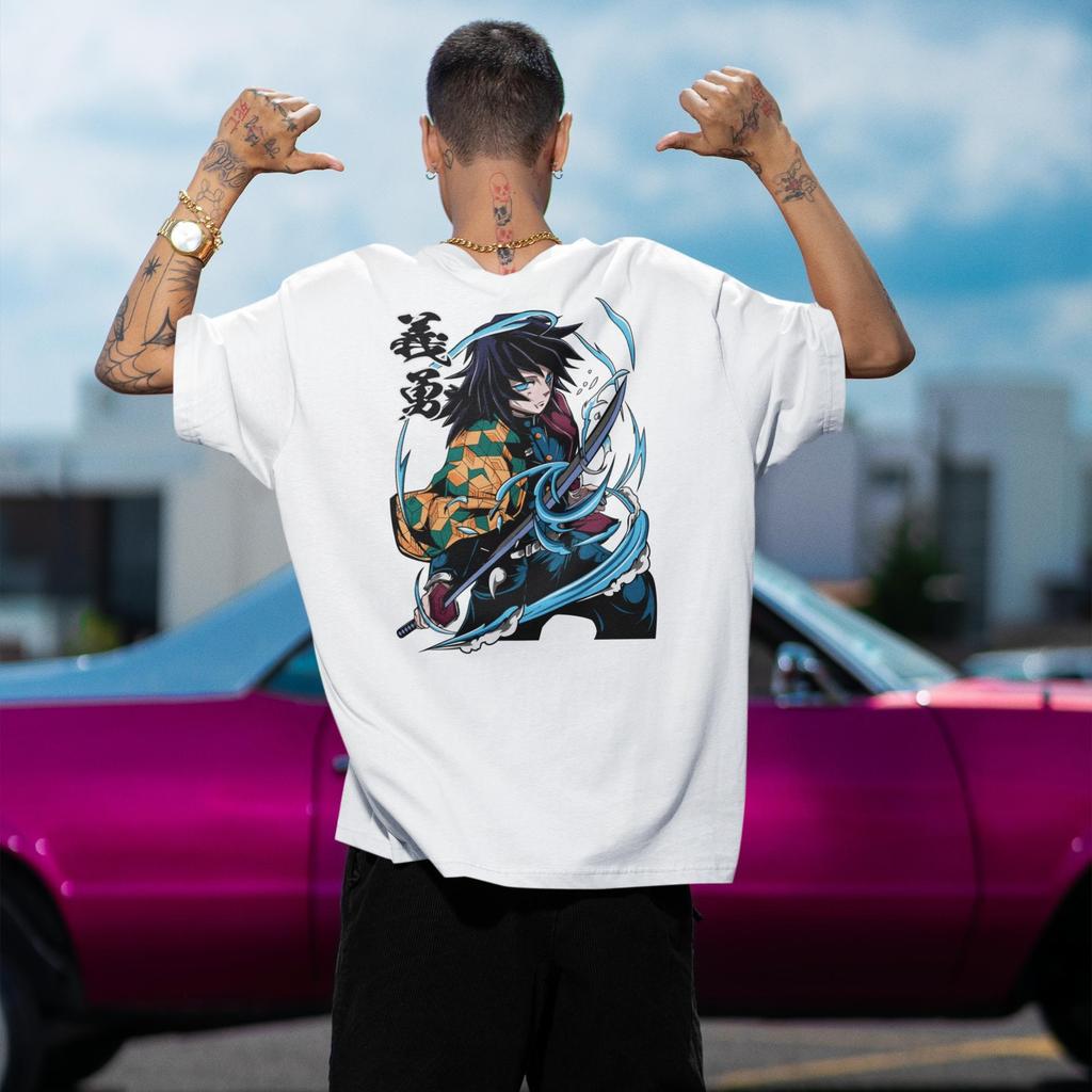 Camiseta Unissex Blusa Demon Slayer Camisa Box Giyu Tomioka Estampada Anime Mangá Blusa Streetwear Algodão Roupa de Fest