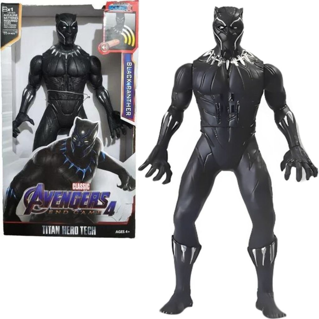 Boneco Vingadores 30cm de altura articulado com som e led Personagem:Pantera Negra