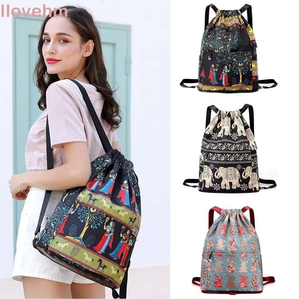 Mochila Com Cordão LUCKY-ILOVEHM , Esportiva Dobrável Exótica Separação Seca E Úmida , Pano