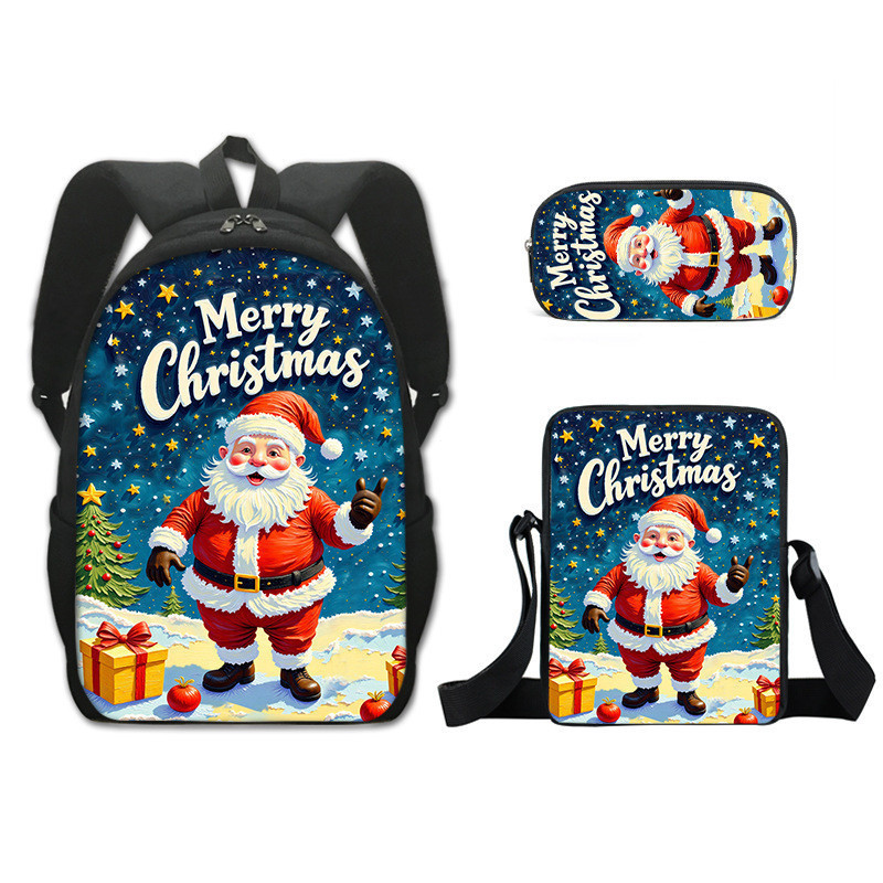 Conjunto de presente de Natal de 3 peças para estudantes, mochila escolar e estojo EAIN