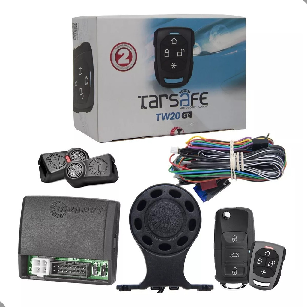Alarme Taramps TW20CH G4 Universal Sirene Dedicada + Controle Remoto TR2P + Chave Canivete TR3C em Oferta na Shopee