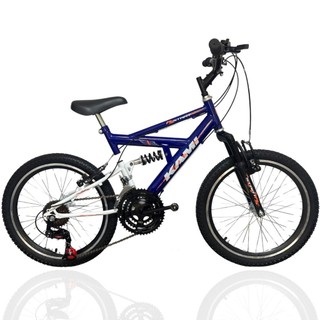 Bicicleta Aro 20 Kami Start 21v Dupla Suspensão V-Brake Azul