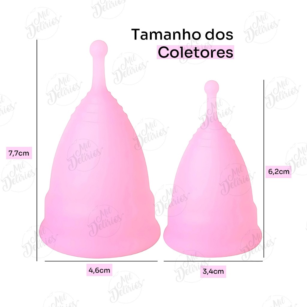 Coletor de Menstruação Silicone Kit com 2 Unds Reutilizável Econômico e Atóxico