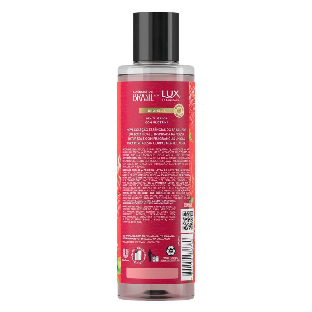 Detalhes do Sabonete Líquido Lux Botanicals Essências do Brasil Bromélia Revitalizador com Glicerina 300ml