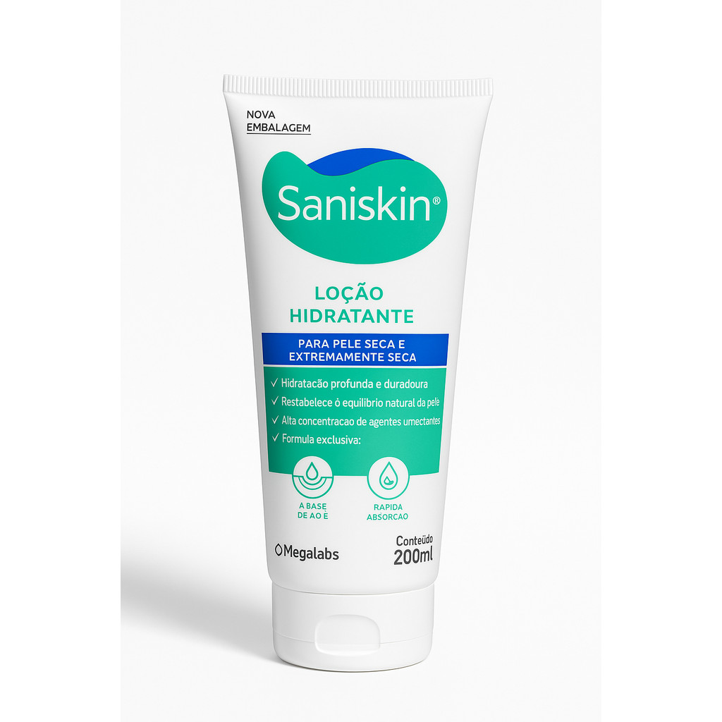 LOÇÃO HIDRATANTE SANISKIN PELE SECA COM 200ML
