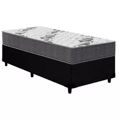 Cama Box Solteiro: Colchão Espuma Ortobom D33/EP Anatômico Airtech 100 + Base CRC Courano Black(88x188)