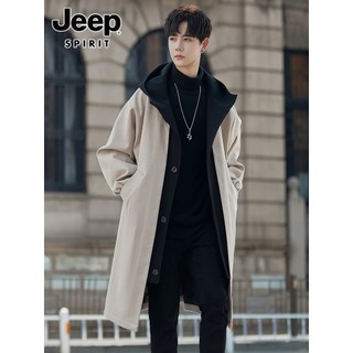 JEEP SPIRIT Falso Corta-vento de Duas Peças Masculino Outono Inverno Moda Solta Jaqueta Com Capuz De Lã De Comprimento M