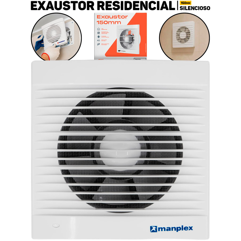 Exaustor Residencial Manplex 150mm Silencioso 18W P/ Banheiro Lavabo Ambientes Úmidos	 em Oferta na Shopee