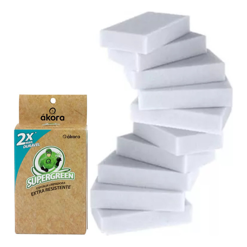 Kit 10 Esponjas Melamina Limpa Tudo Bucha Tira Mancha Akora