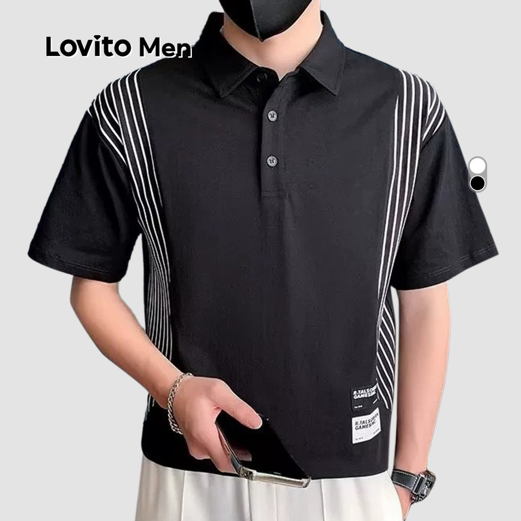 Lovito Camisa Polo Casual Masculina Clássica E Versátil Com Botões Para Uso Na Primavera/verão Cor Branca LNE122195