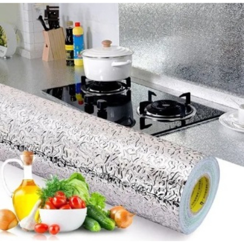 Rolo Alumínio Papel De Fogão 5Mx60Cm Com Adesivo 3D Para Cozinha Prova De Óleo Prova Da Água