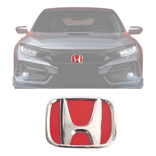 Emblema Grade Do Radiador Honda Civic/fit Com Fundo Vermelho