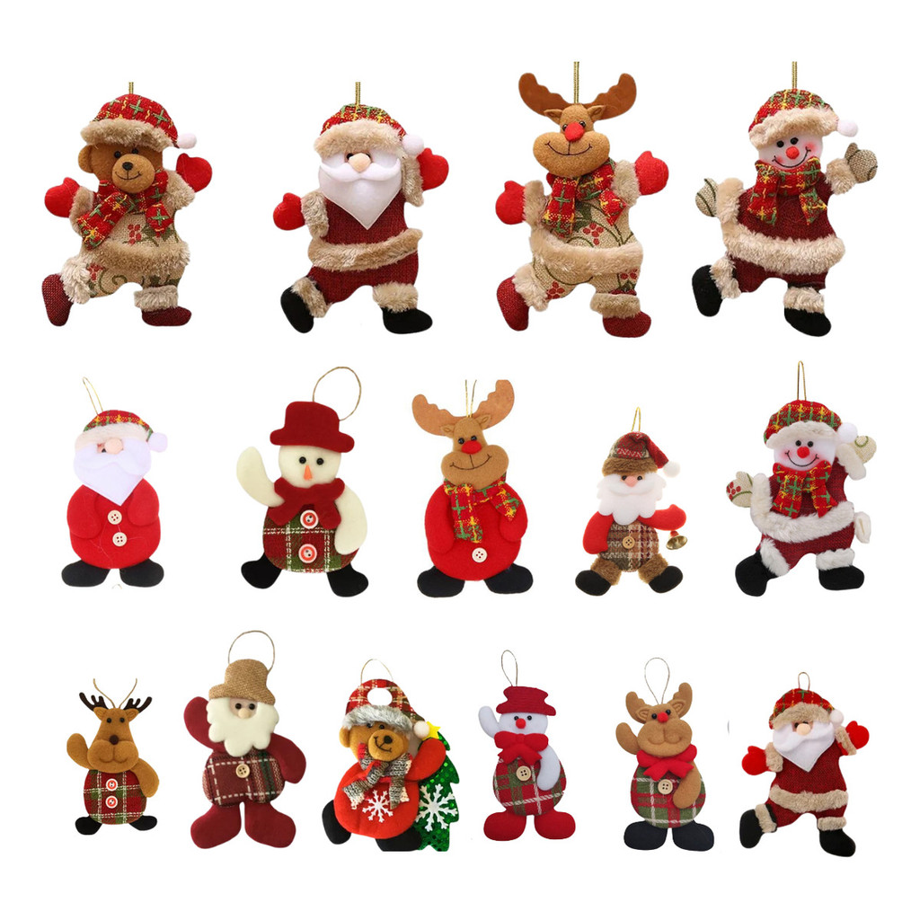 Kit 12 Pendente De Natal Enfeite Arvore Pelúcia Papai Noel