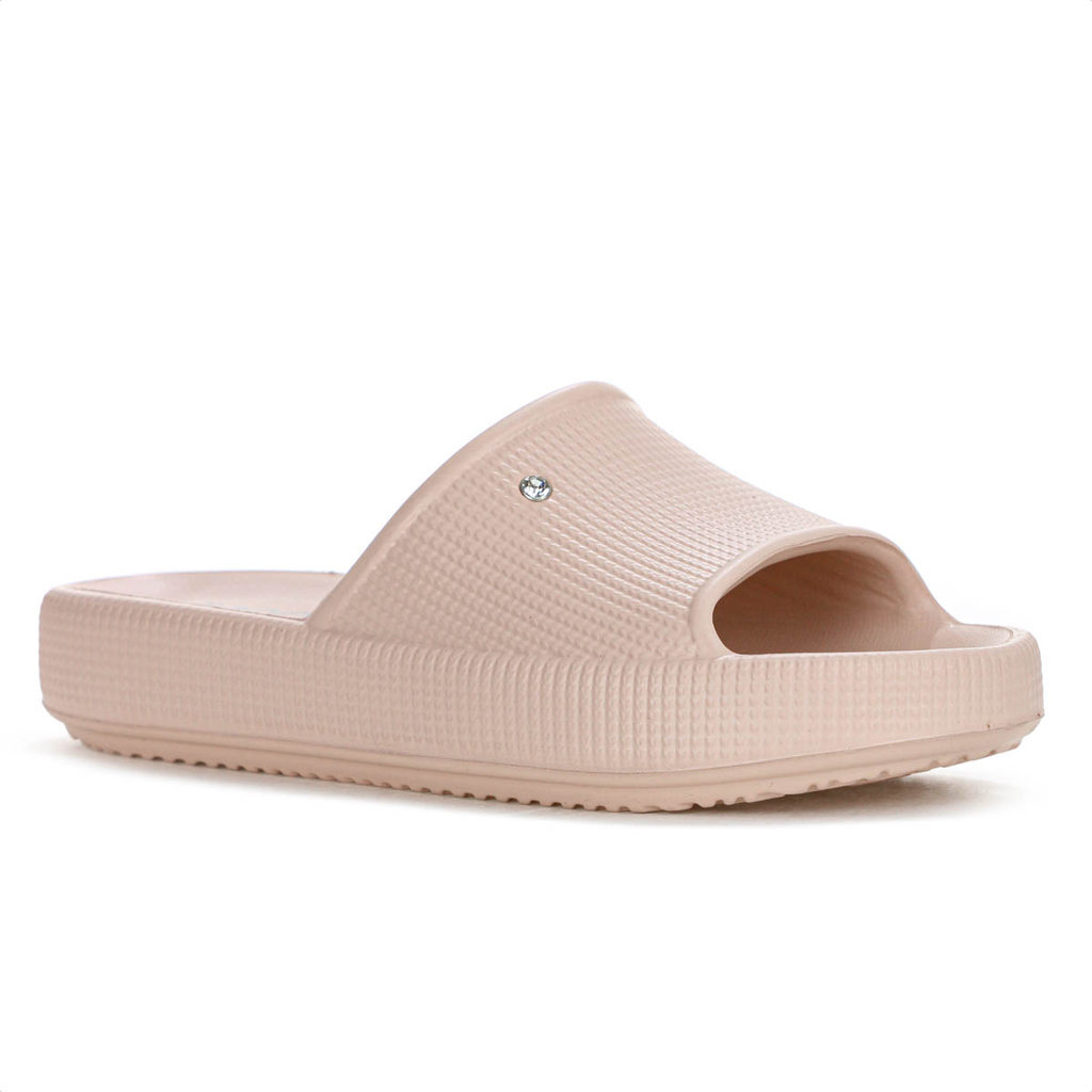 Chinelo Dijean Slide 288 Pingente de Luz Nude Claro - Feminino em Oferta na Shopee
